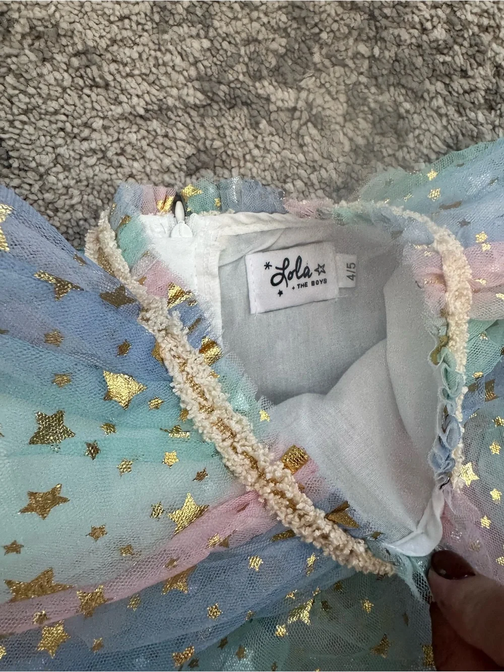 Lola + The Boys Pastel Gold Star Tulle Dress Girls 4/5T